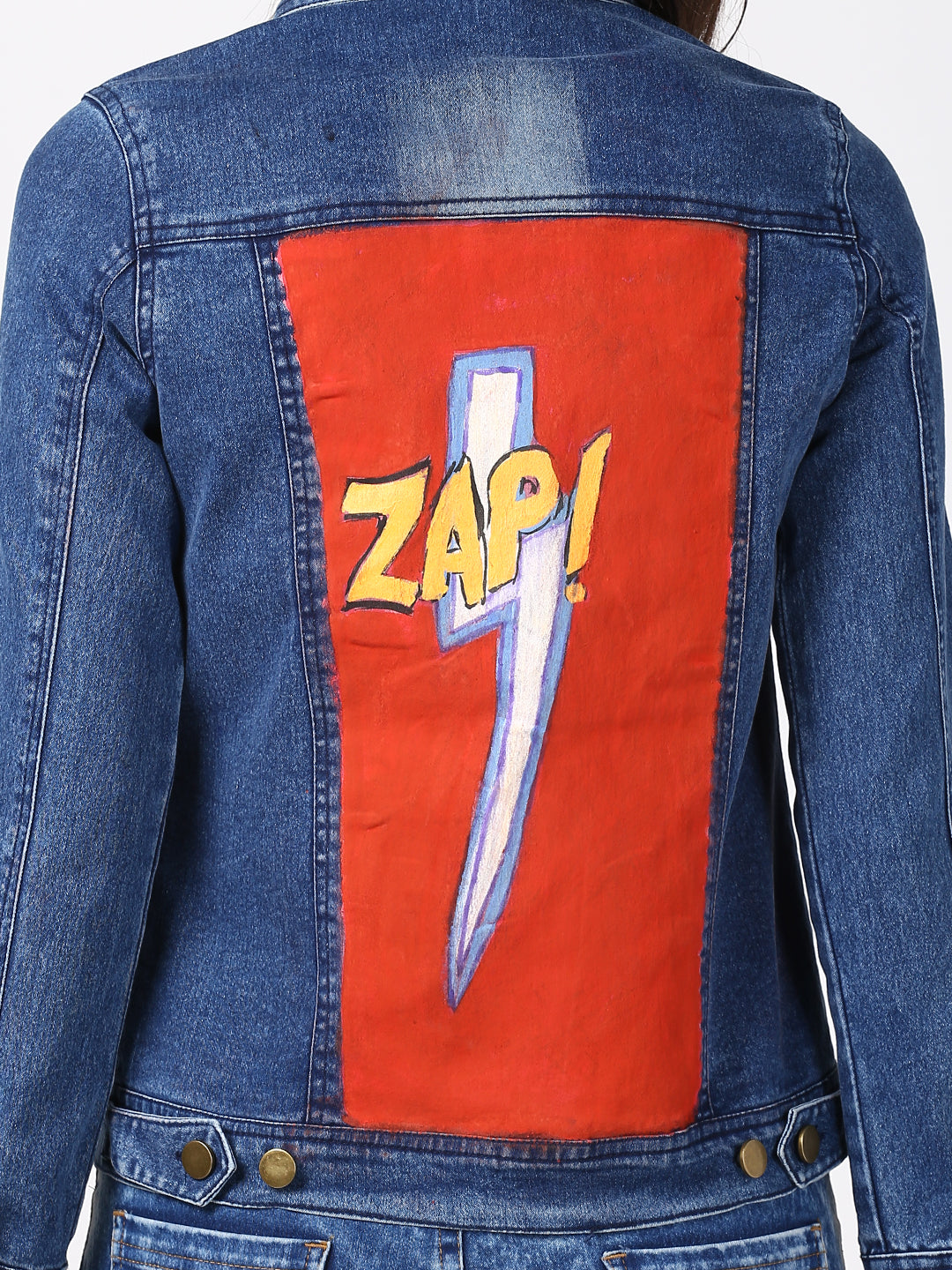 Women's Hand Painted Denim Jacket-Zap