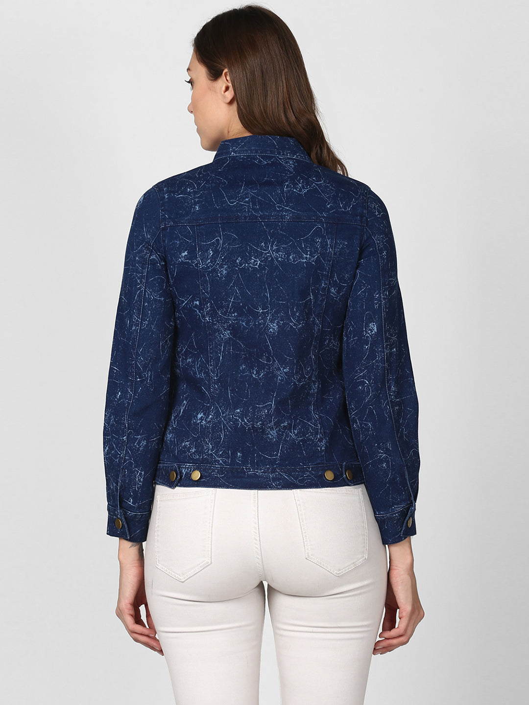 Women's Blue Denim Jacket with Washed effect