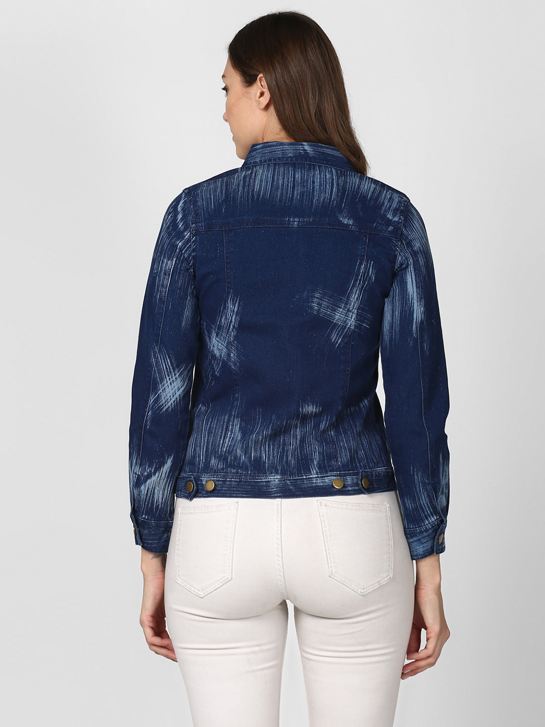 Women's Blue Denim Jacket with Washed effect