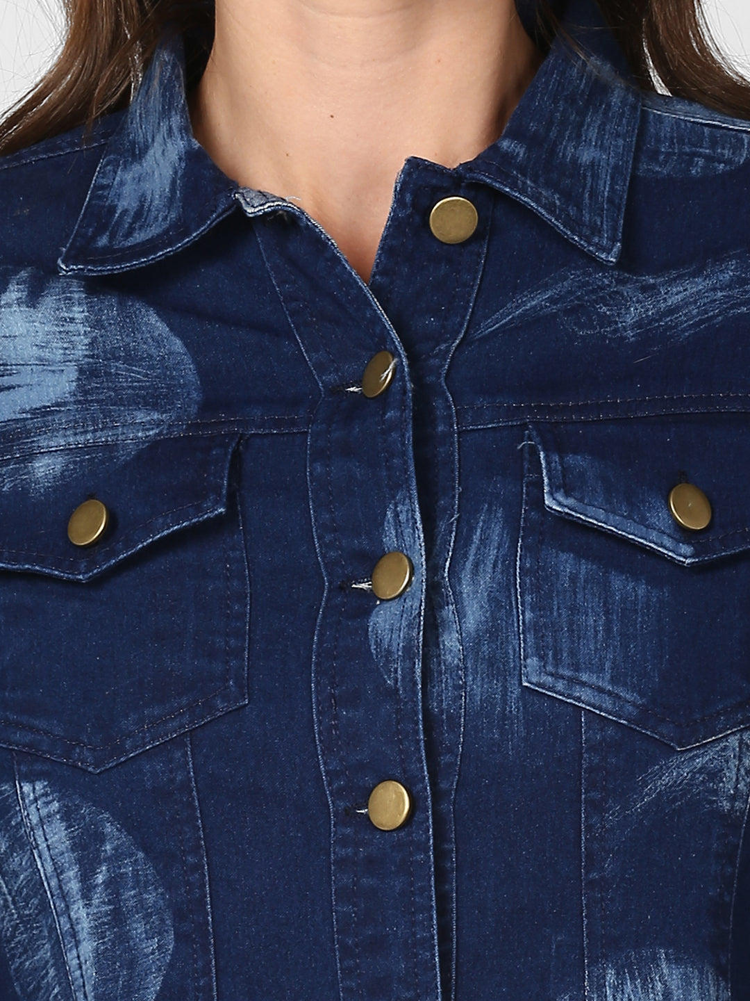 Women's Blue Denim Jacket with Washed effect – Stylestone