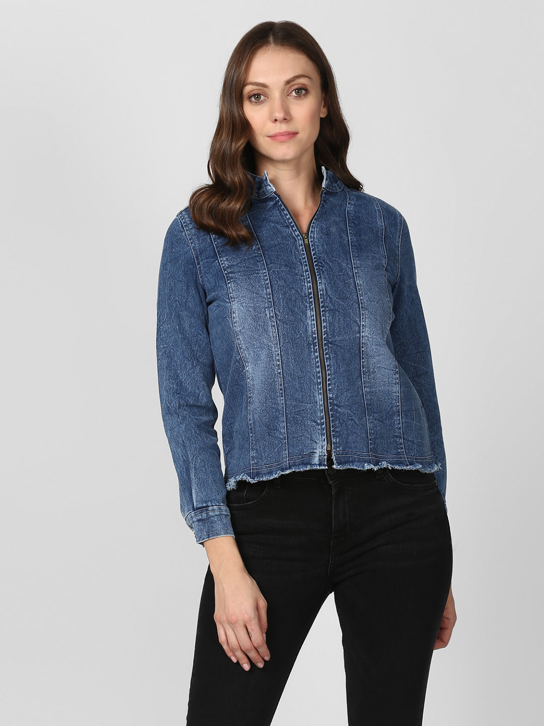Women's Blue Denim Jacket with Zip
