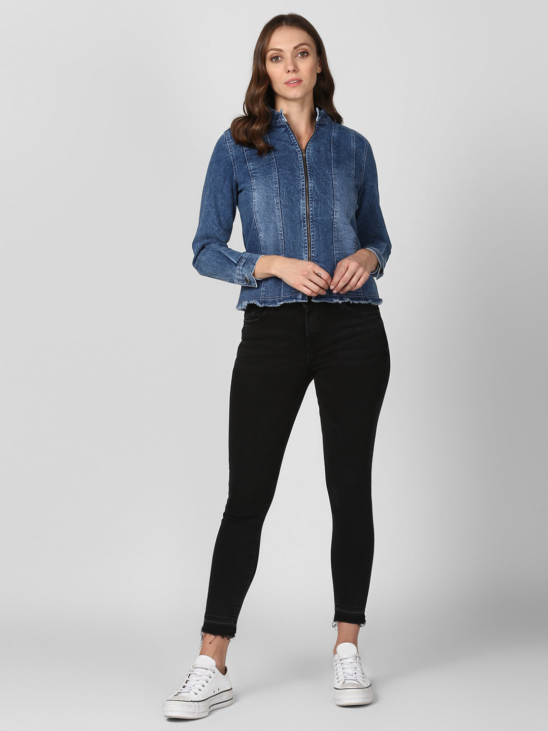 Women's Blue Denim Jacket with Zip
