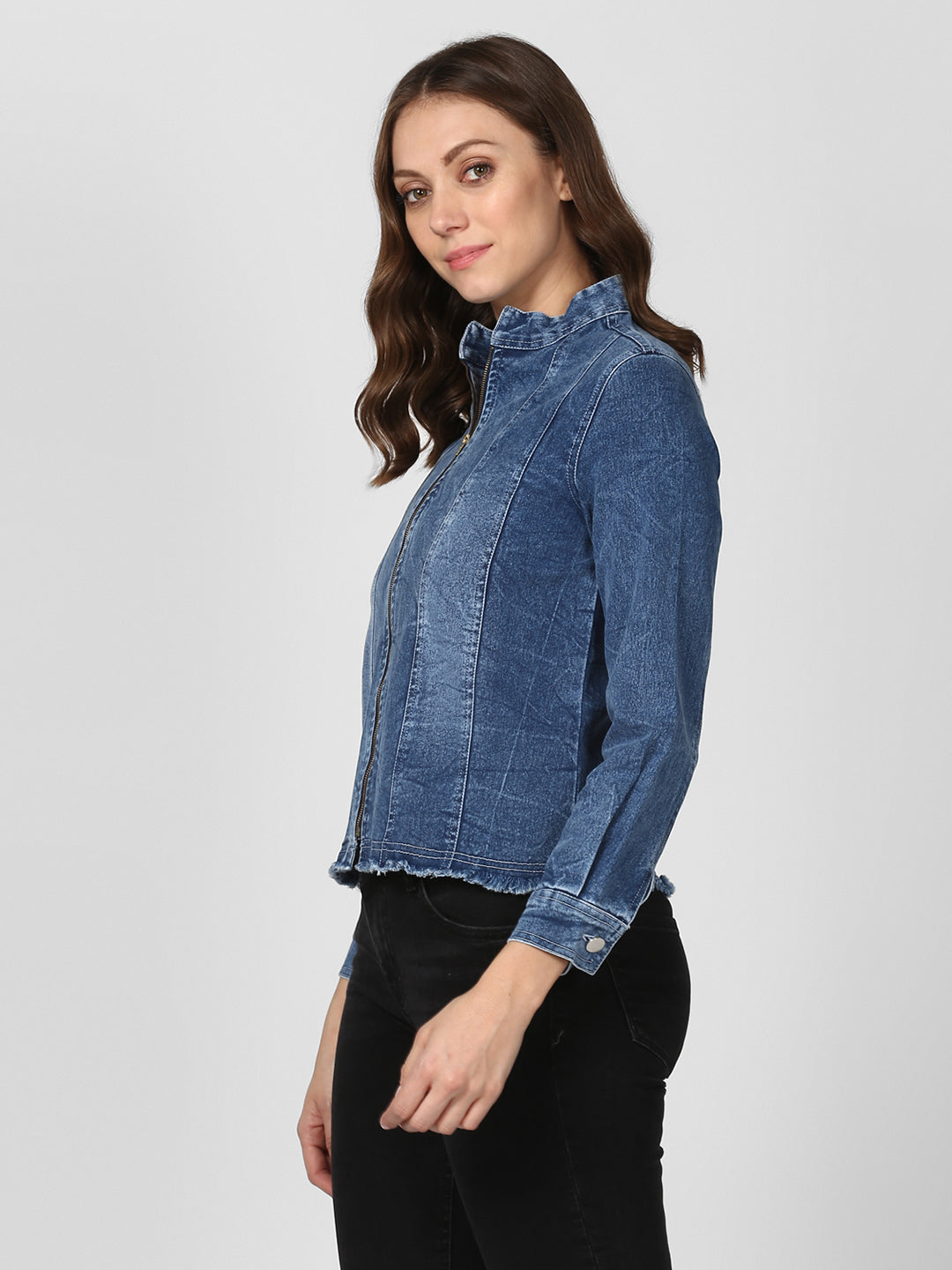 Women's Blue Denim Jacket with Zip