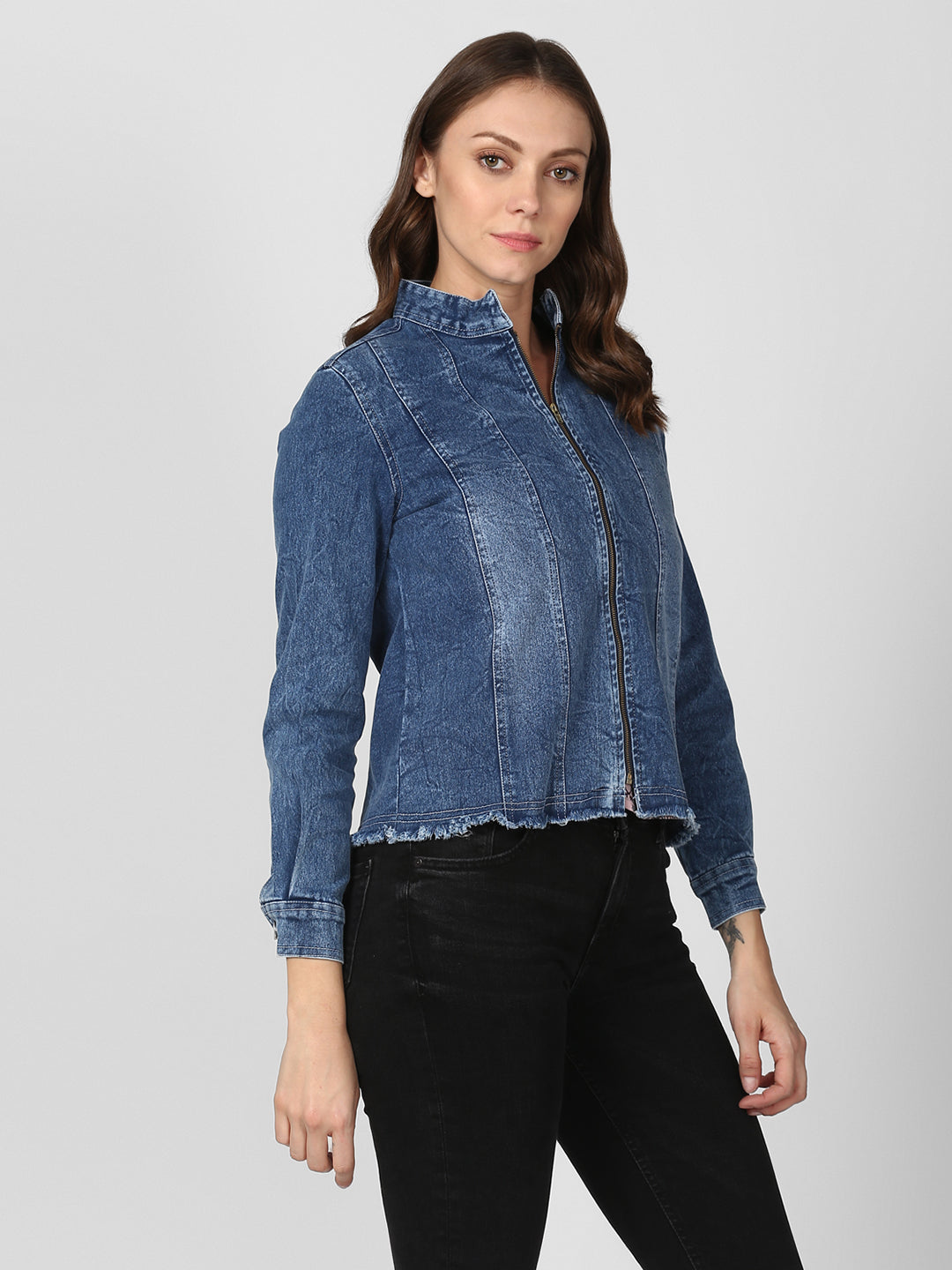 Women's Blue Denim Jacket with Zip