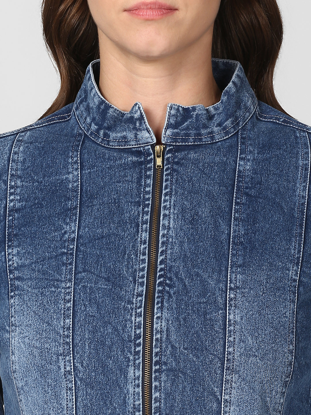 Women's Blue Denim Jacket with Zip