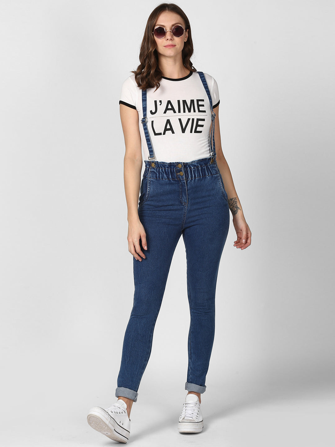 Women's Denim Pants with Pinafore straps