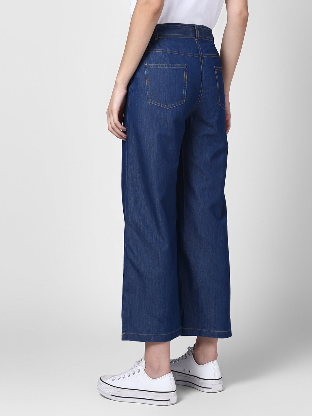 Women's Blue Denim Trousers with belt