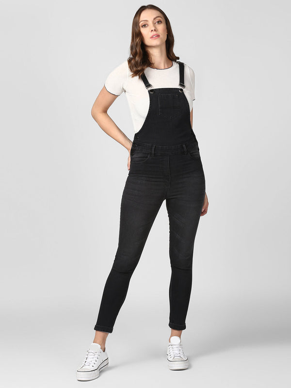 Women's Black Denim Dungaree