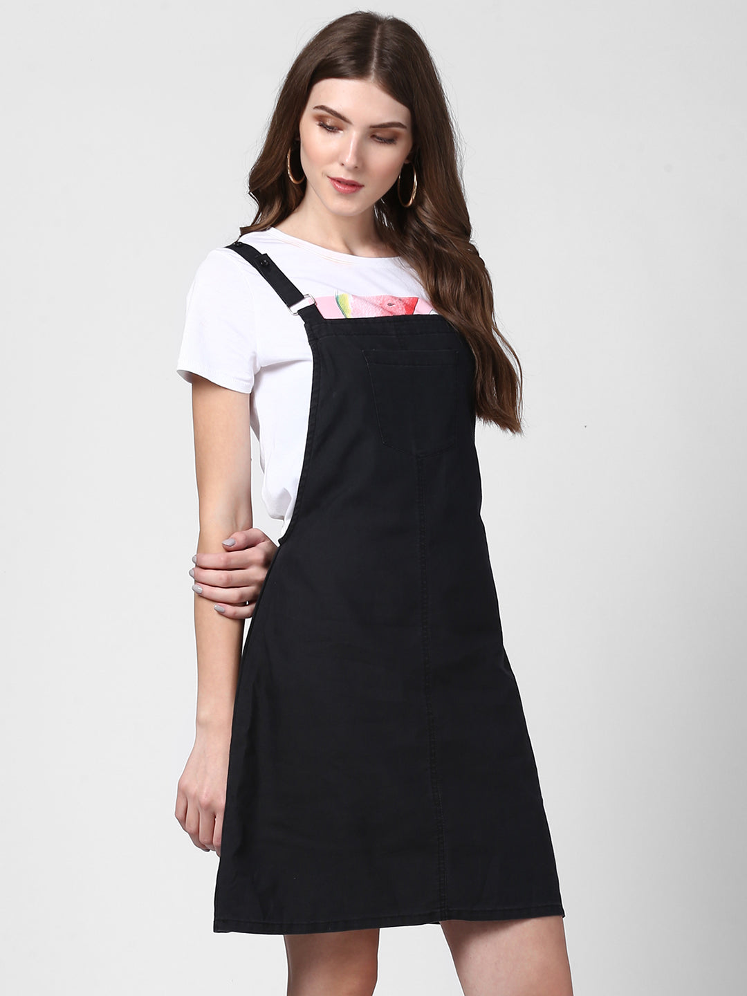 Women's Black Denim Dungaree Dress(t-shirt not included)