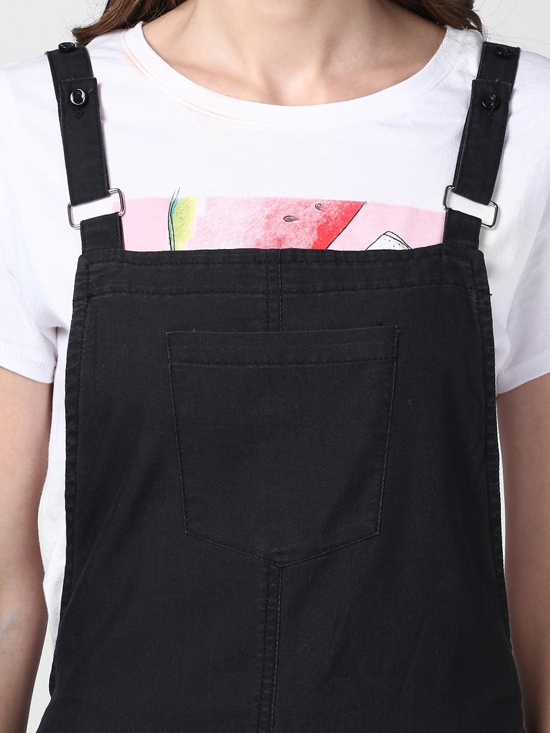 Women's Black Denim Dungaree Dress(t-shirt not included)