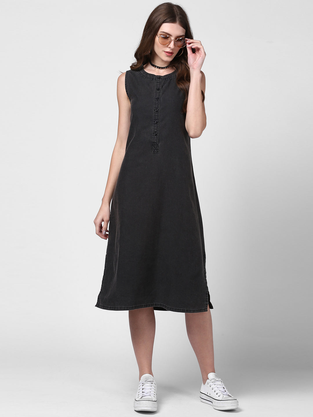 Women's Black Denim Dress – Stylestone
