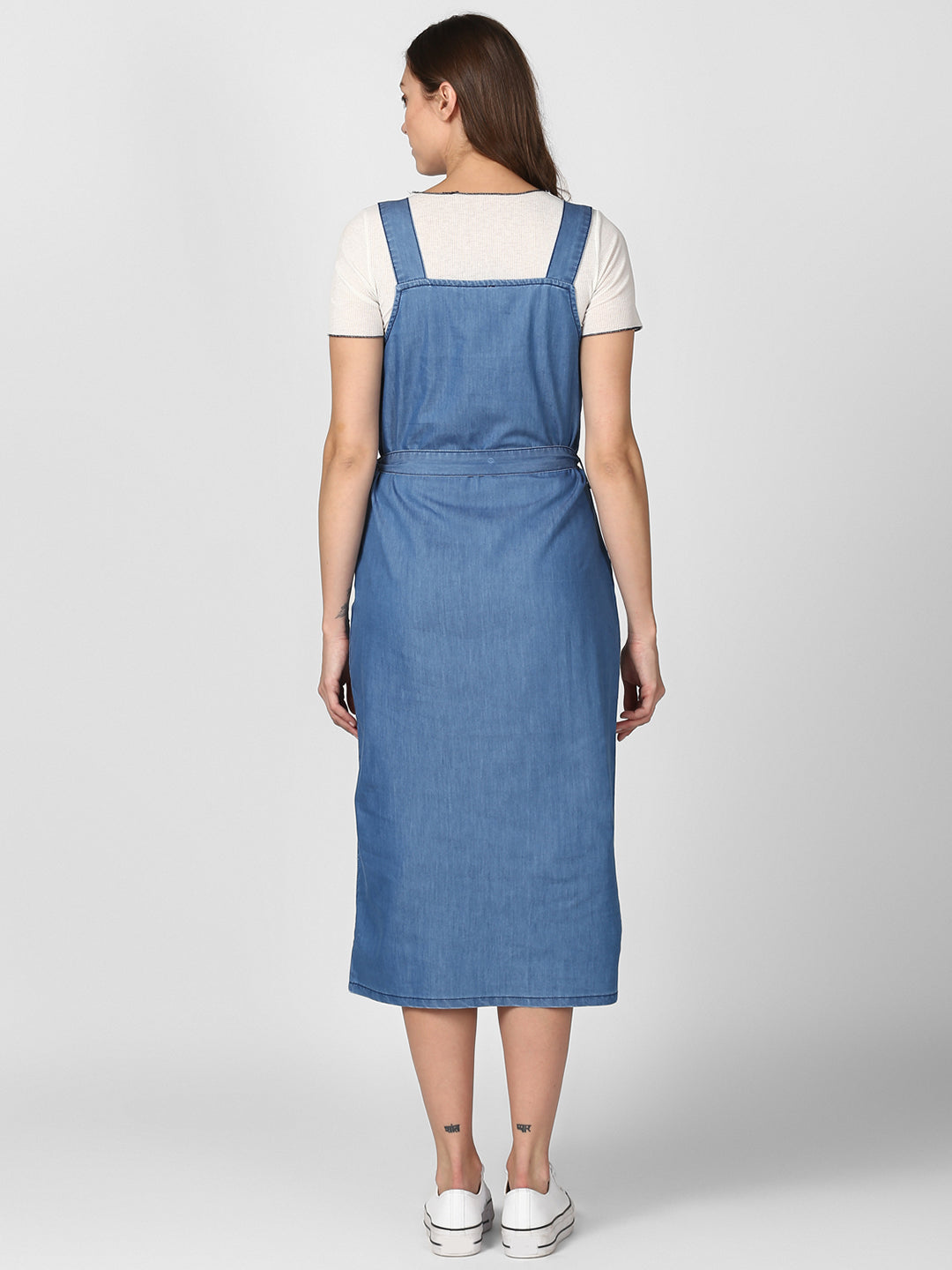 Women's Light Blue Denim Dress with Straps (inner not included)