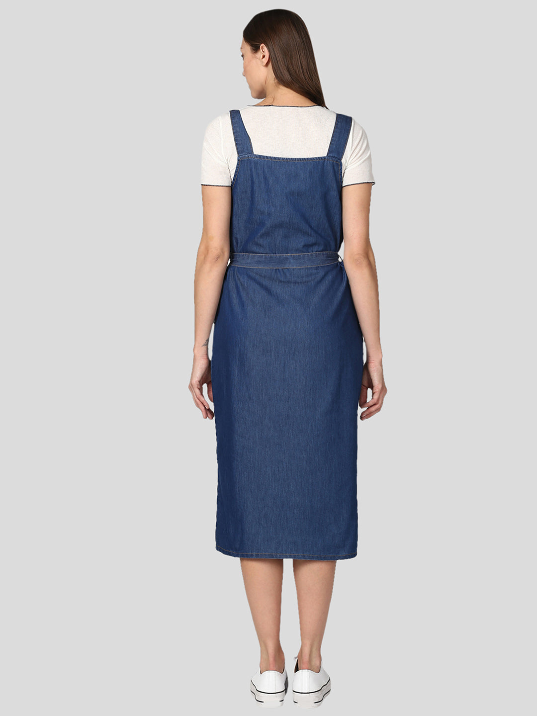 Women's Navy Blue Denim Dress with Straps (inner not included)