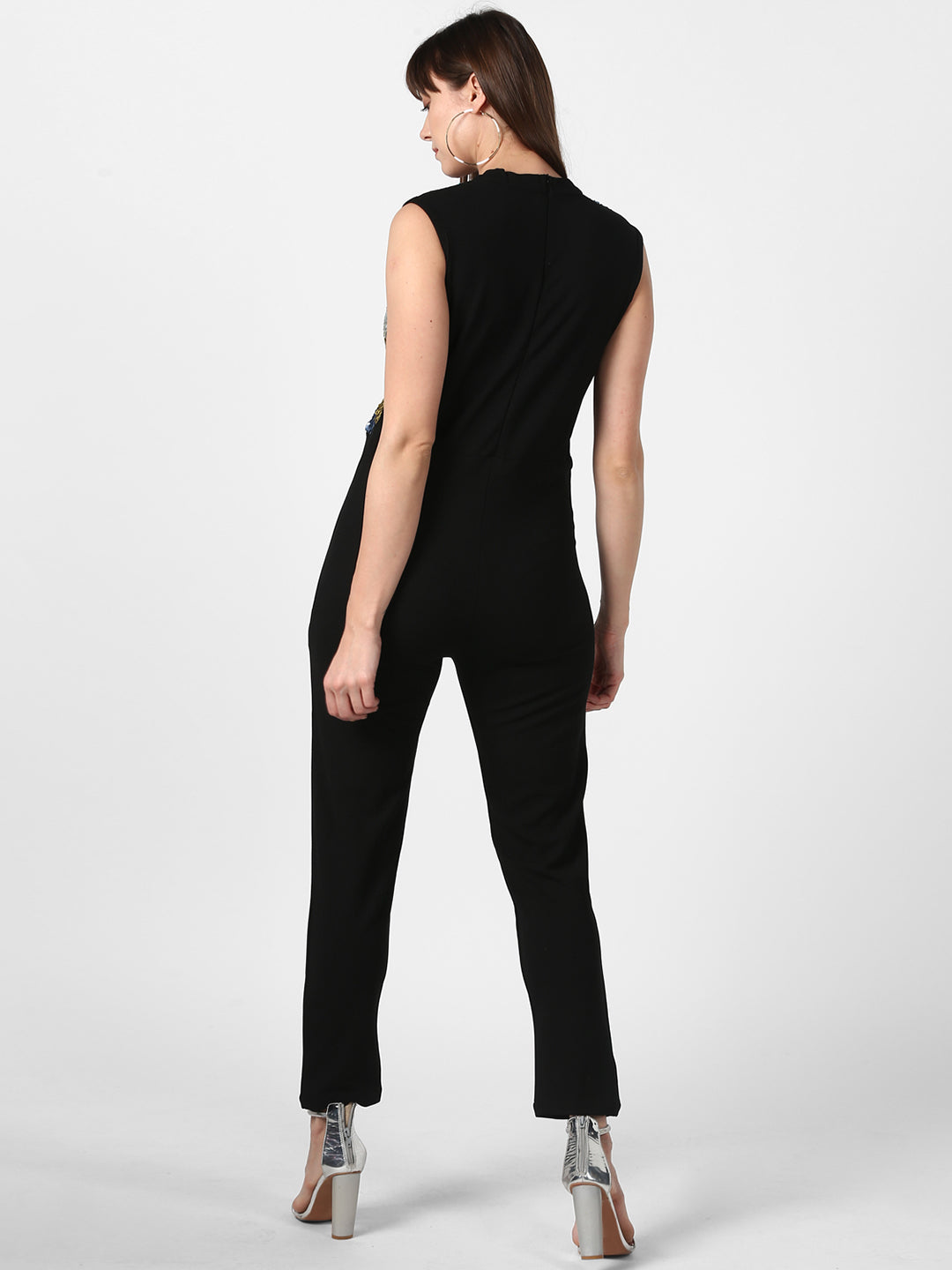 Women's Black and Multi-coloured Sequin Jumpsuit