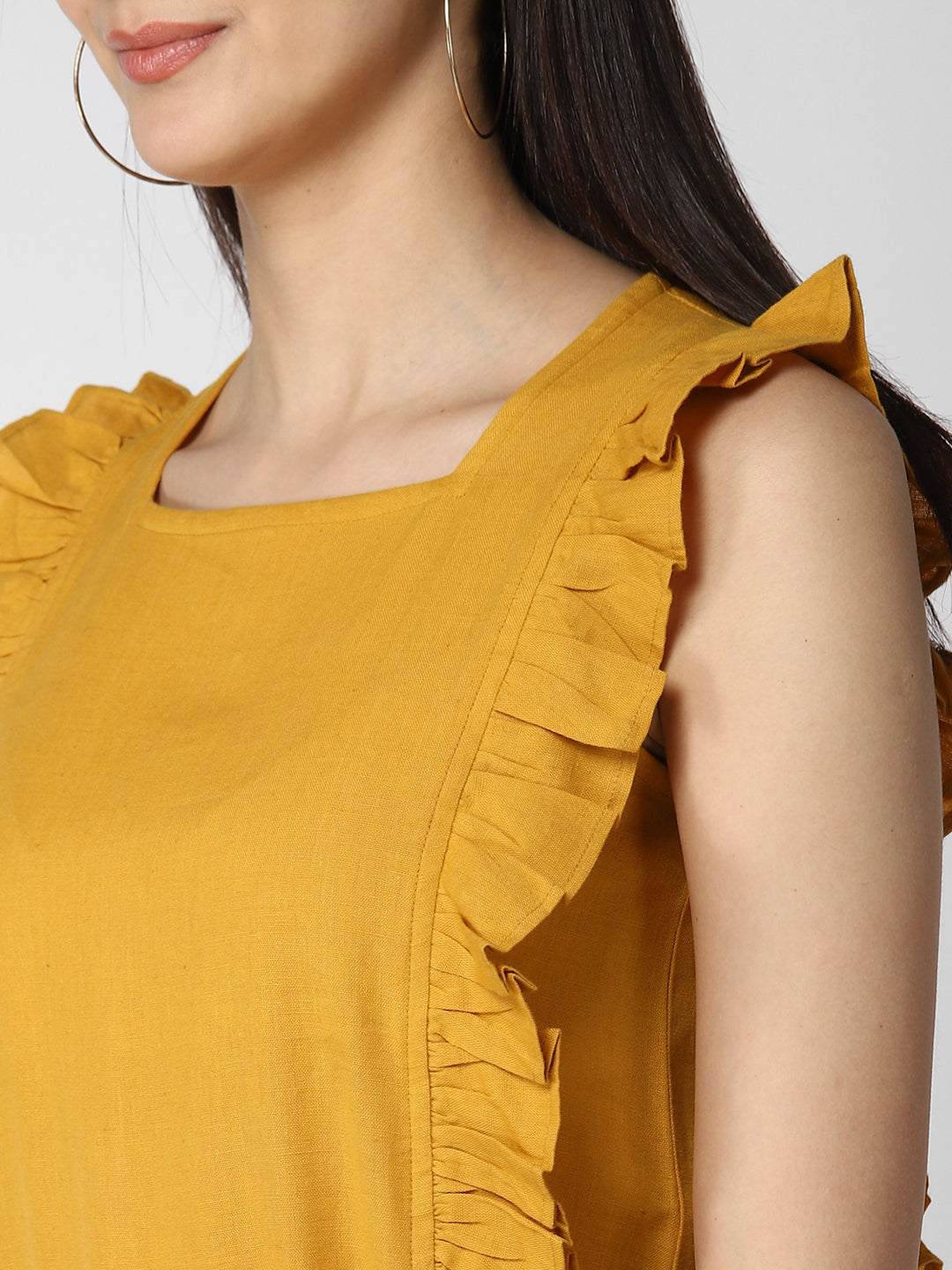 Women's Cotton Linen Yellow Jumpsuit
