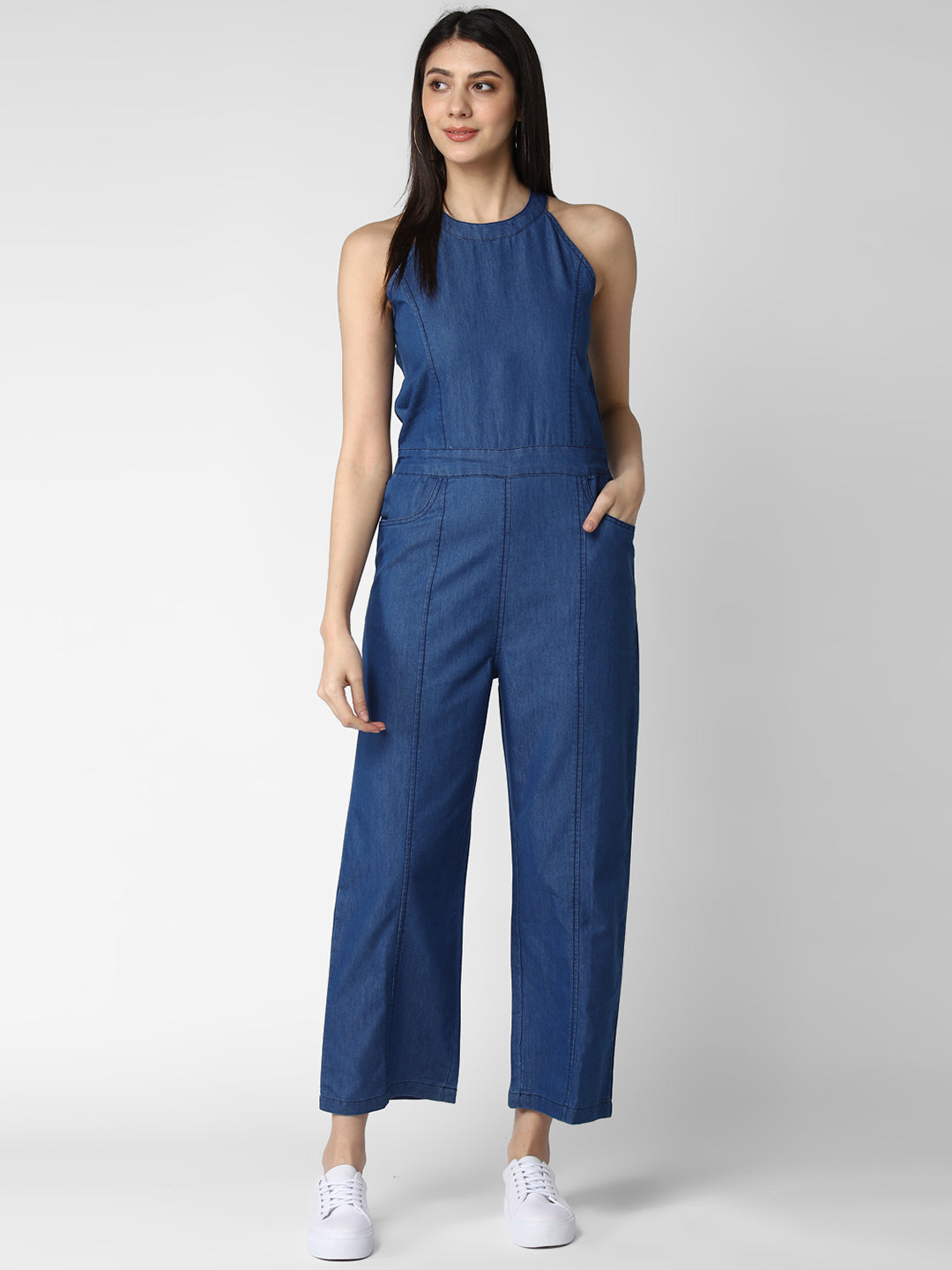 Women's Denim Sleeveless Jumpsuit