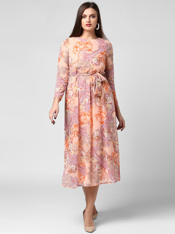 Women's Peach Georgette Dress