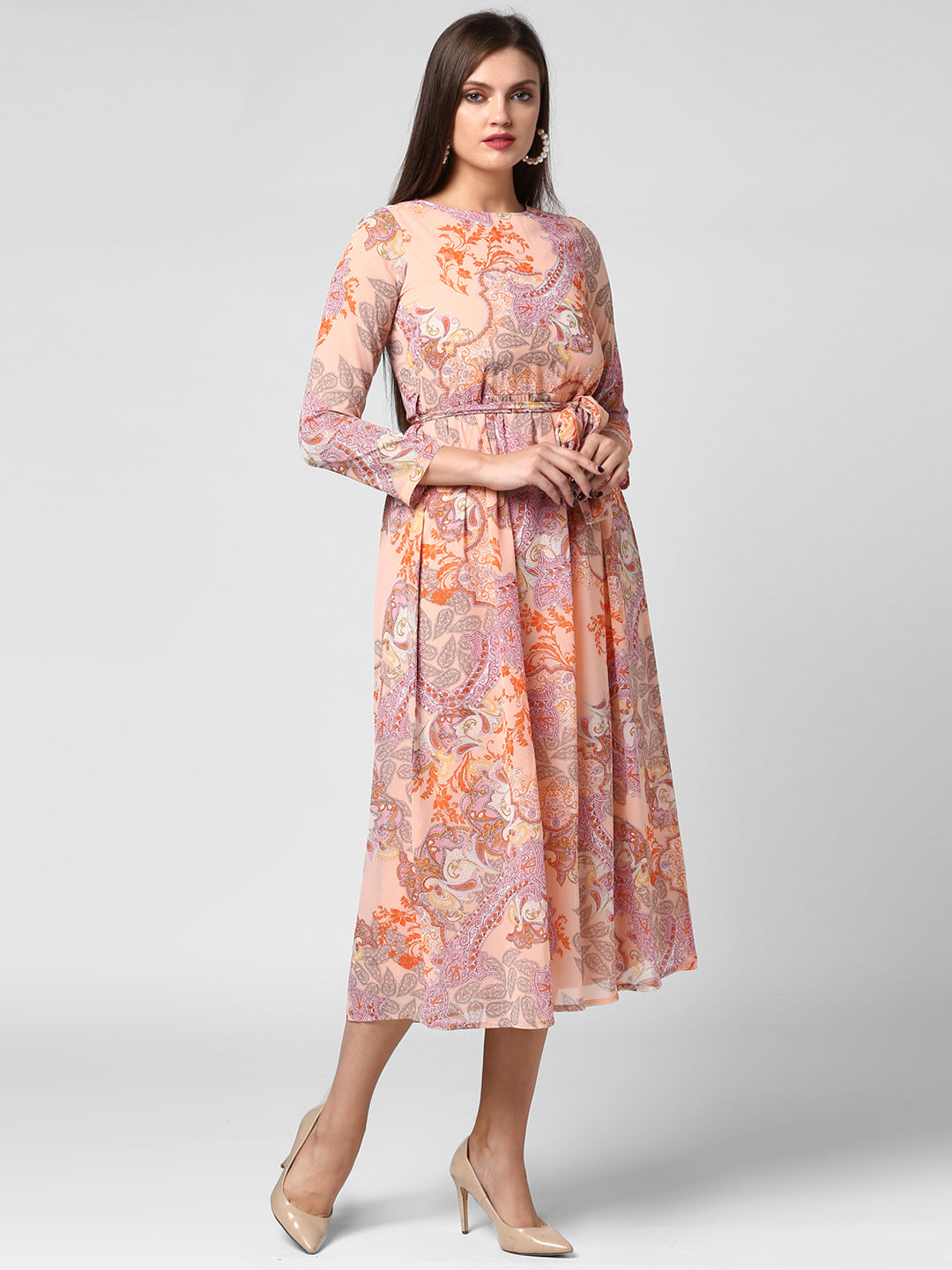 Women's Peach Georgette Dress