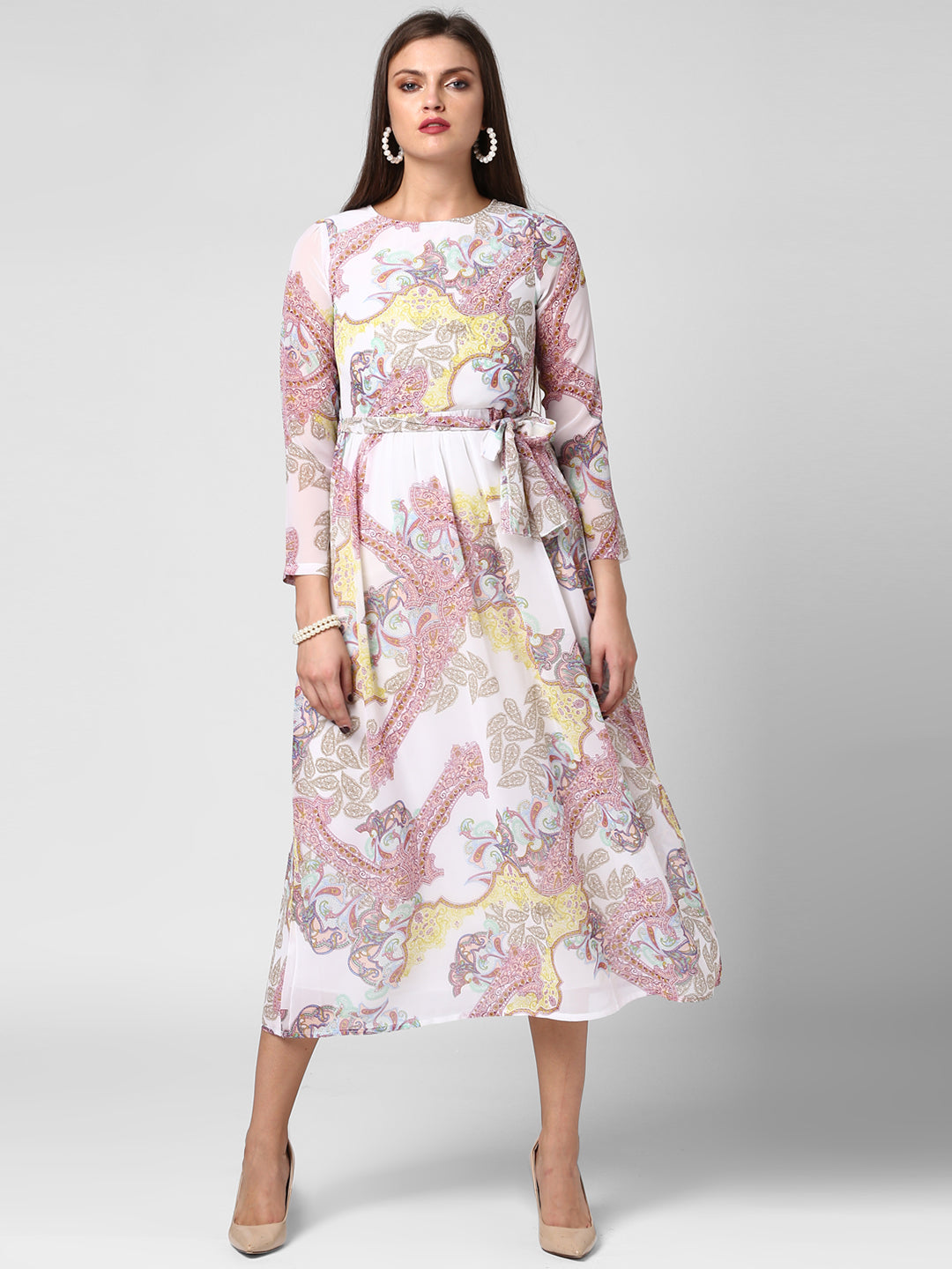 Women's White Georgette Dress