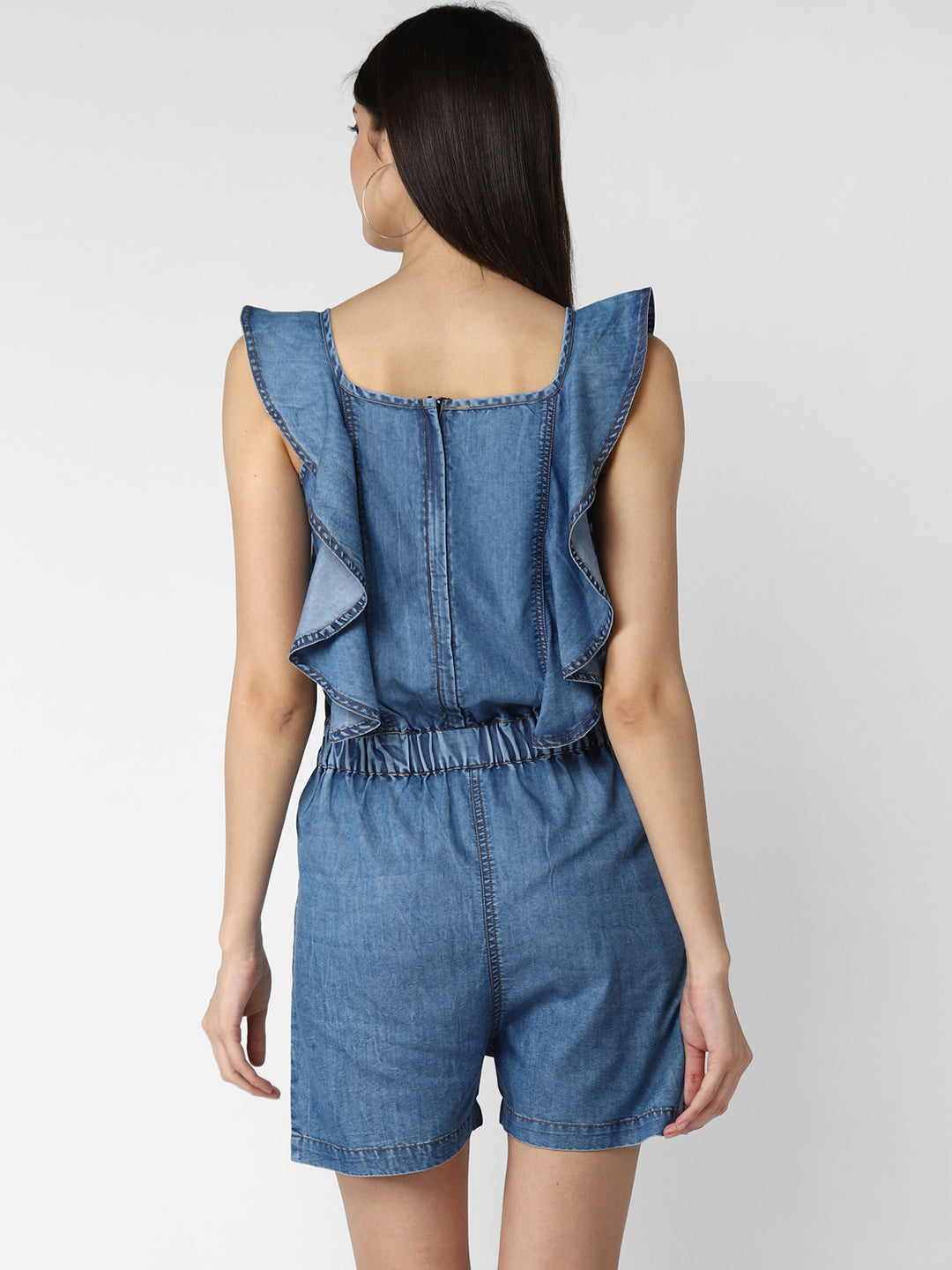 Women's Denim Ruffle Style Playsuit