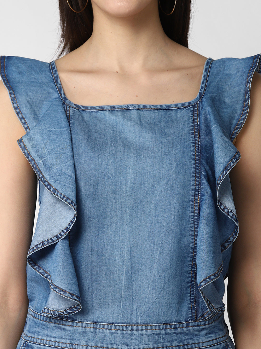 Women's Denim Ruffle Style Playsuit