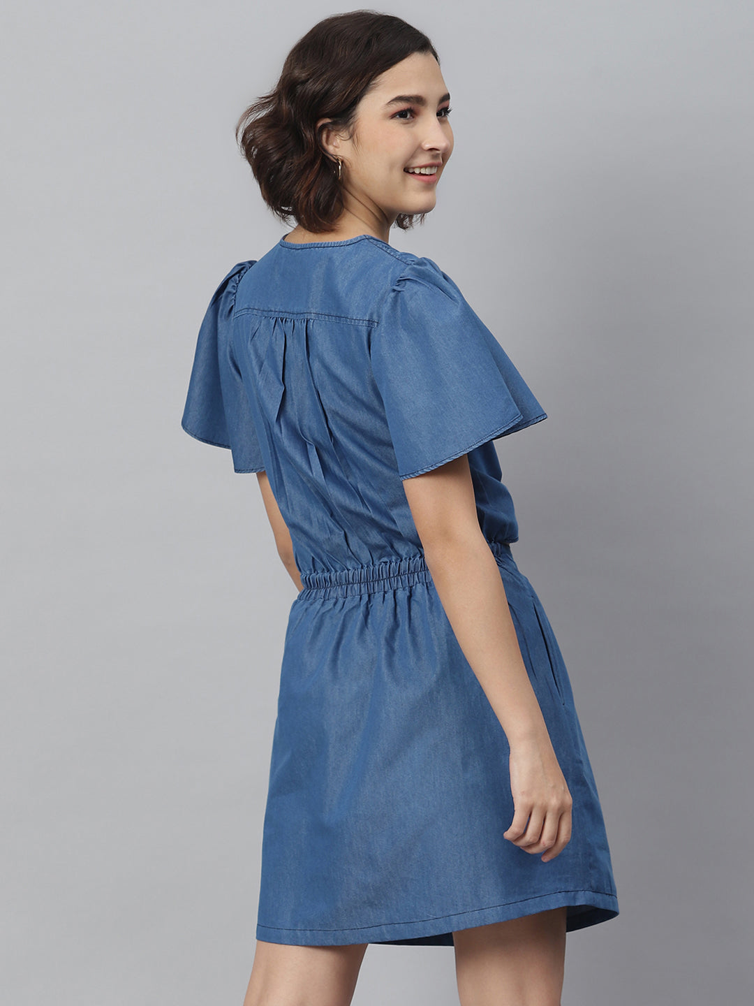Blue Denim Tie Knot Top and attached Skirt Dress