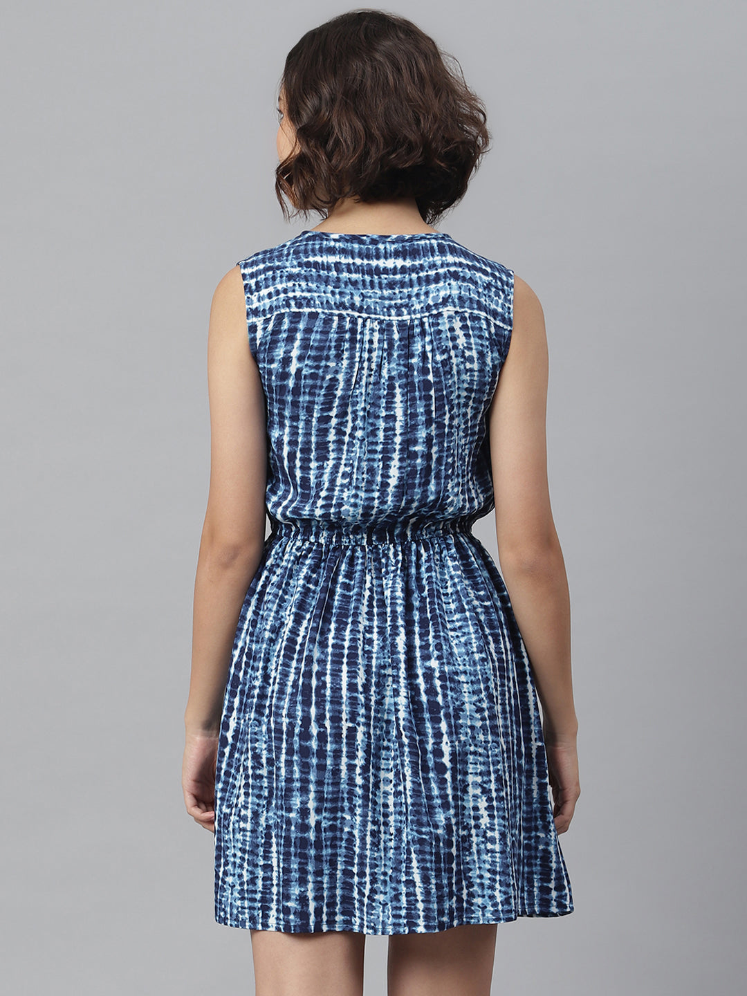 Women's Blue Tie & Dye Printed  Dress