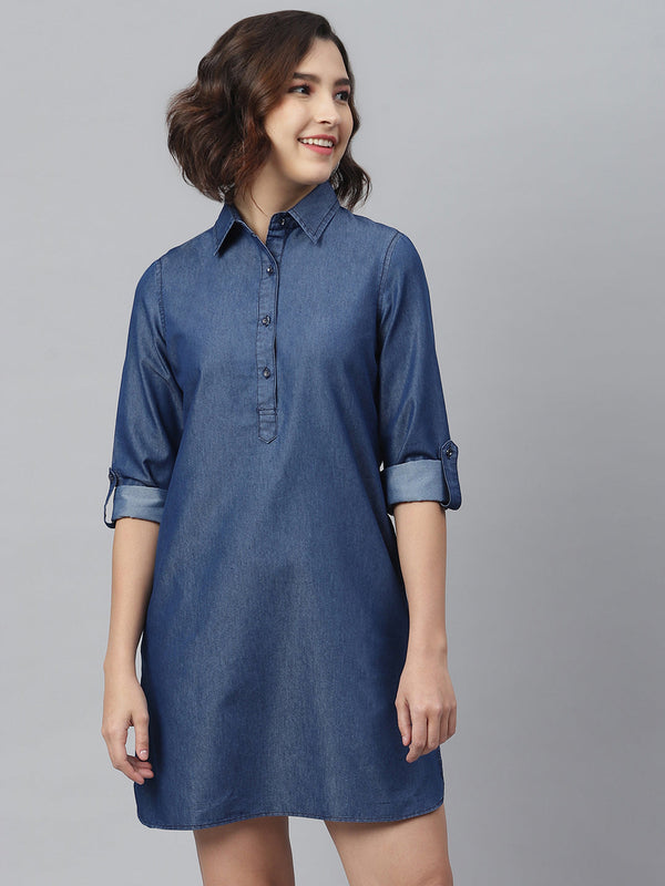 Women's Navy Denim Shirt dress