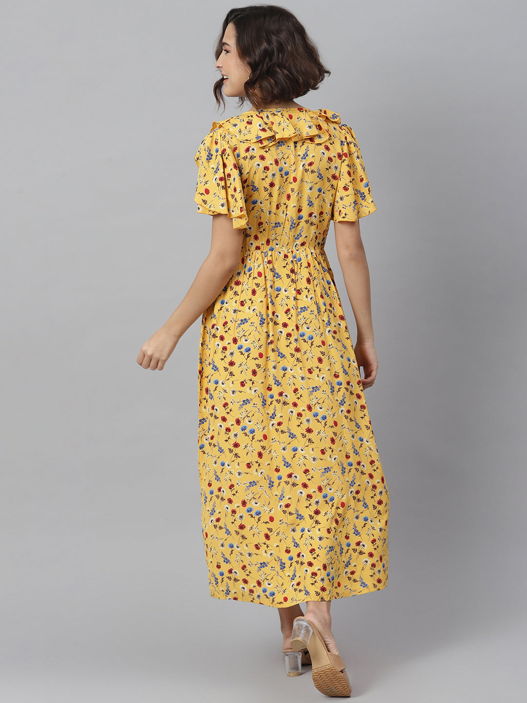 Women's Yellow Floral Maxi Dress
