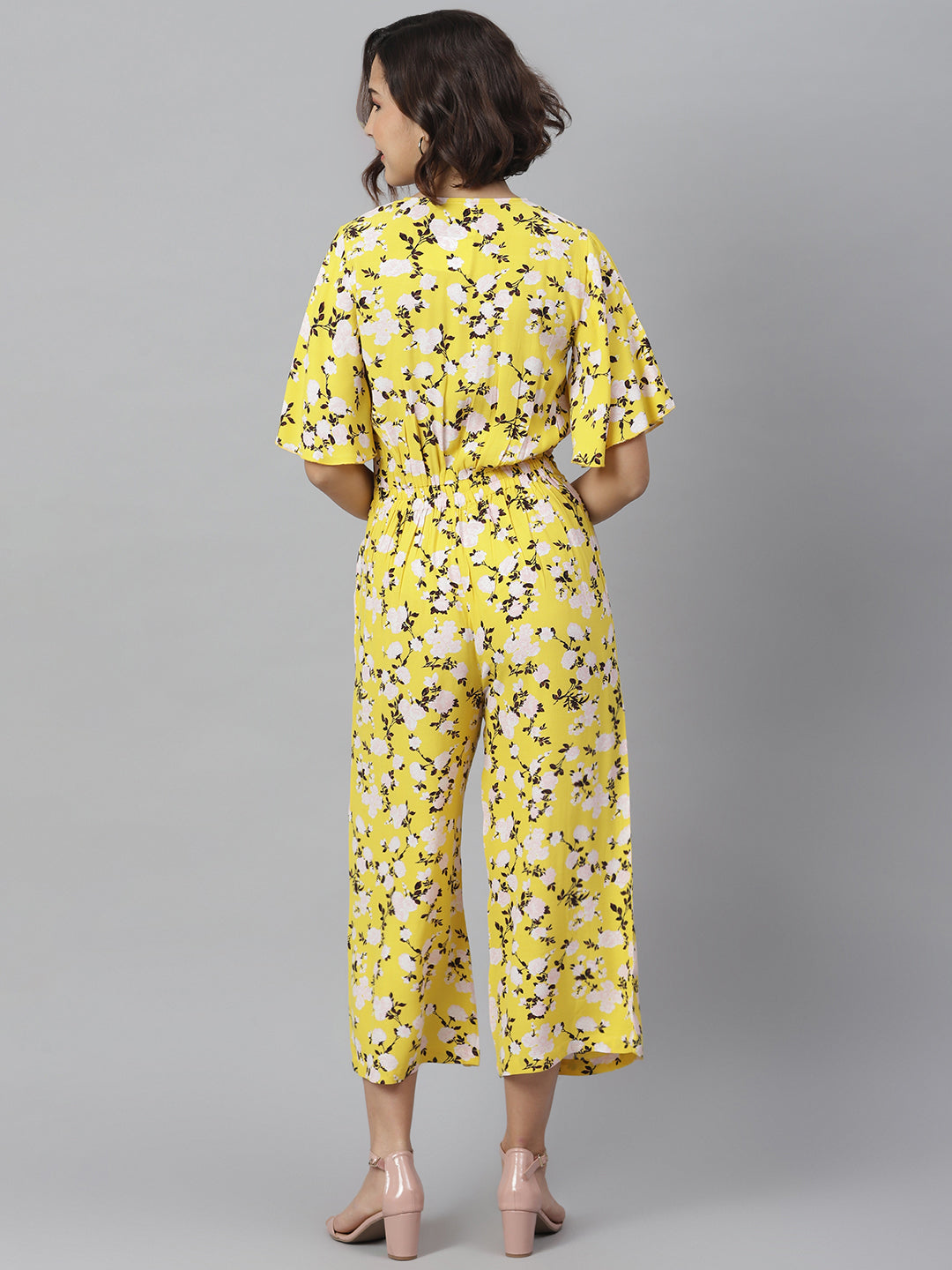 Women's Yellow Colour Floral Jumpsuit