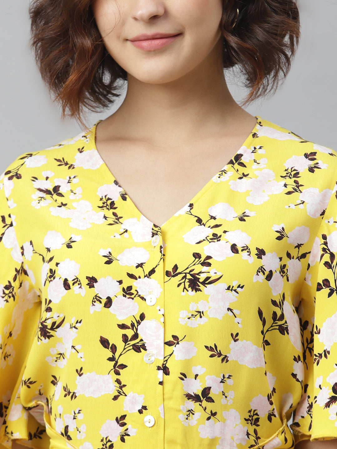 Women's Yellow Colour Floral Jumpsuit