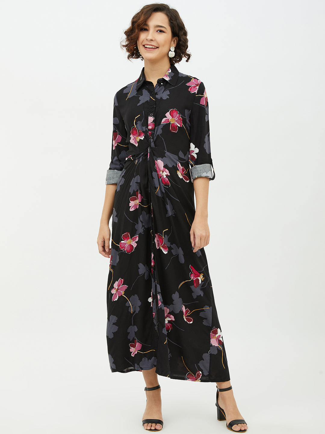 Women's Floral Print Cotton Long Dress