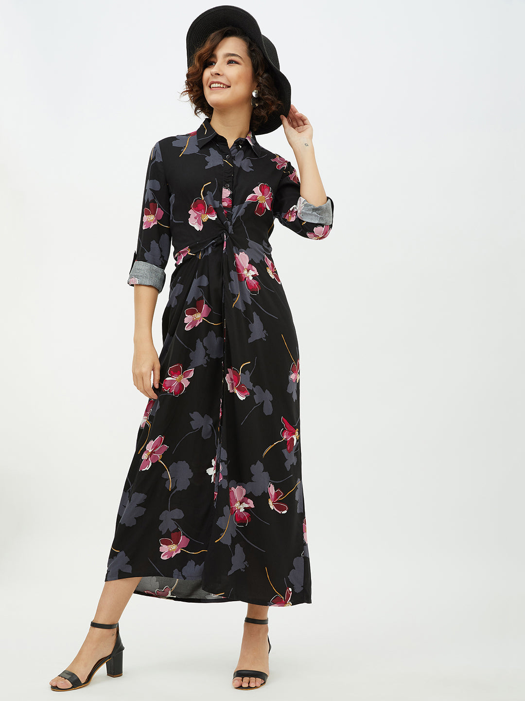 Women's Floral Print Cotton Long Dress