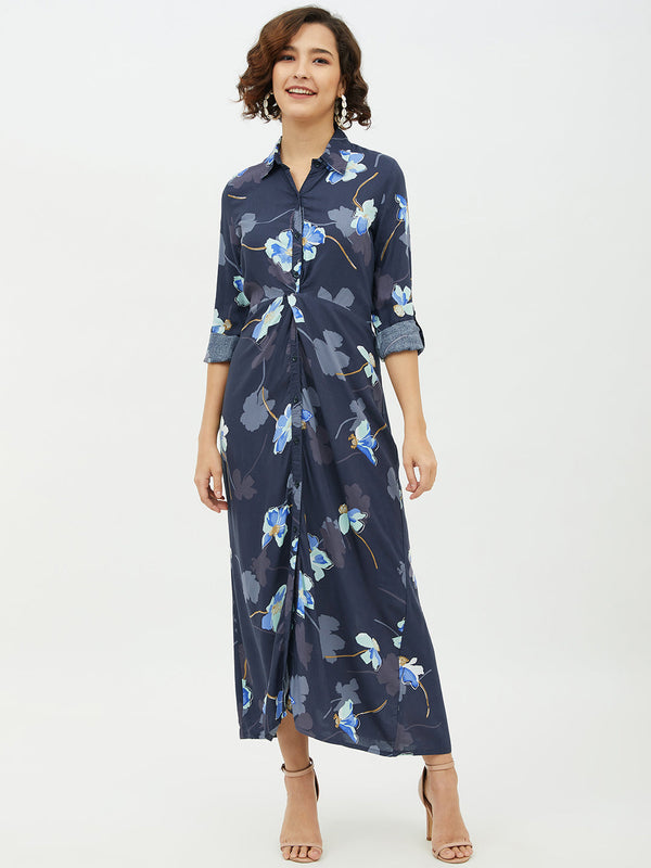 Women's Floral Print Cotton Long Dress