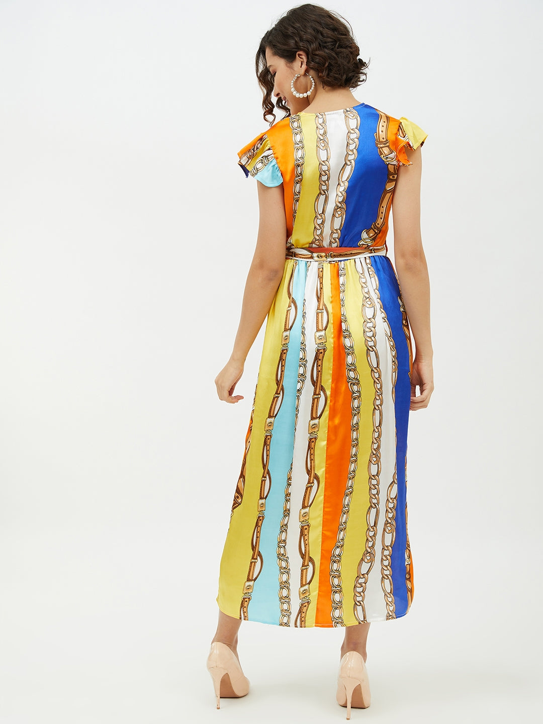 Women's Satin Chain Print Long Dress