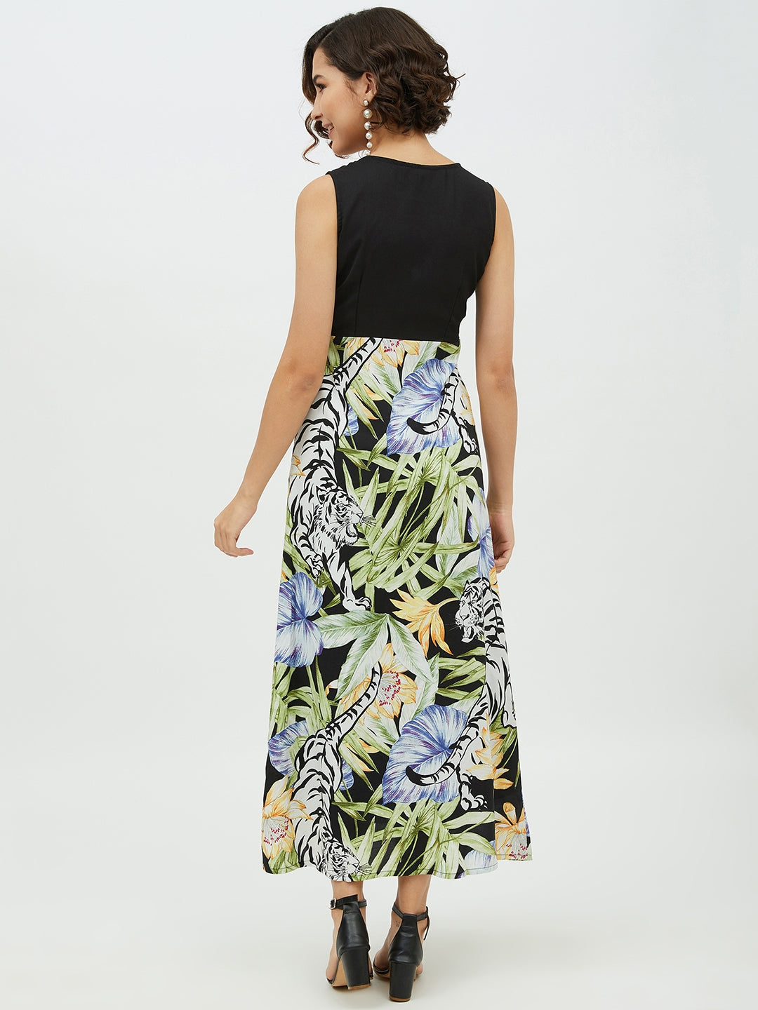 Women's Polyester Rayon Floral Printed Long Dress