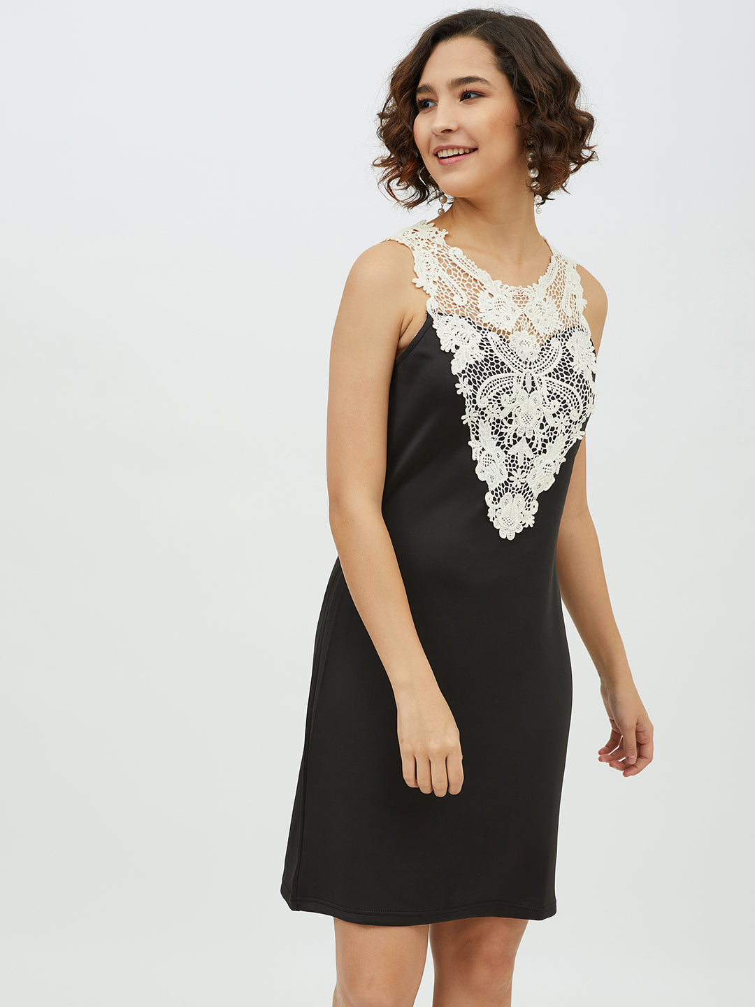 Women's Crochet Lace Black Dress