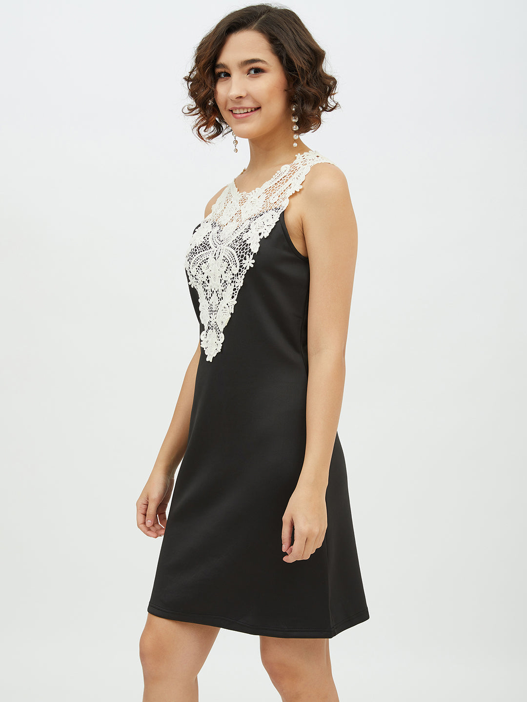 Women's Crochet Lace Black Dress