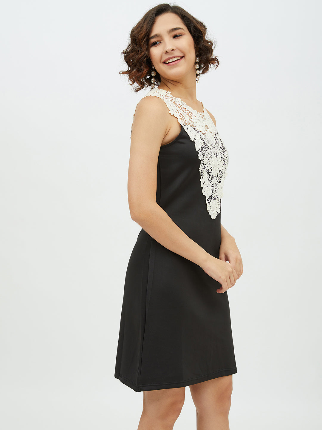 Women's Crochet Lace Black Dress