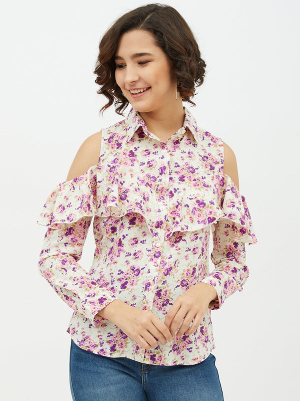Women's Floral Cold Shoulder Shirt
