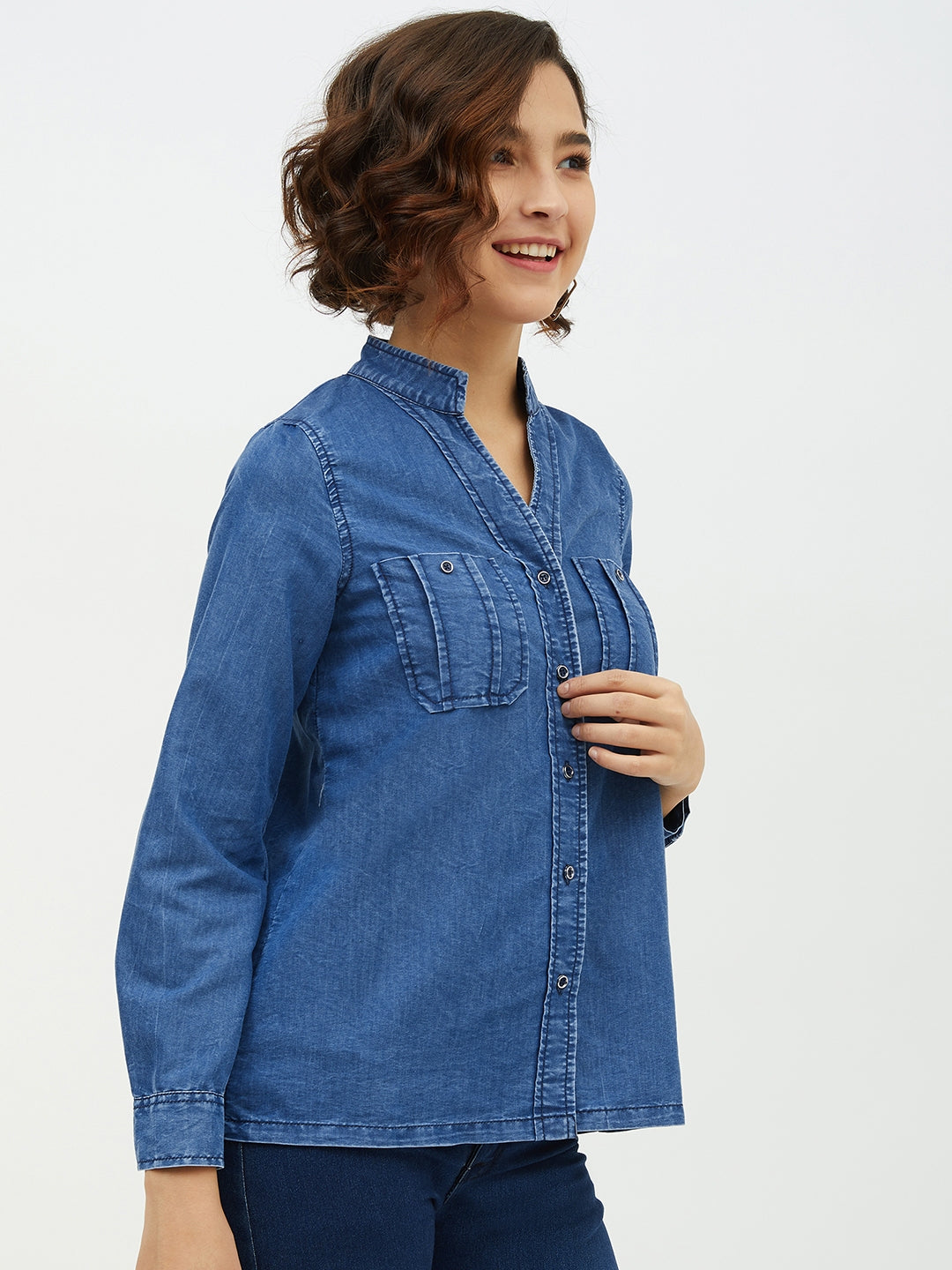 Women's Denim Shirt with Pocket detail