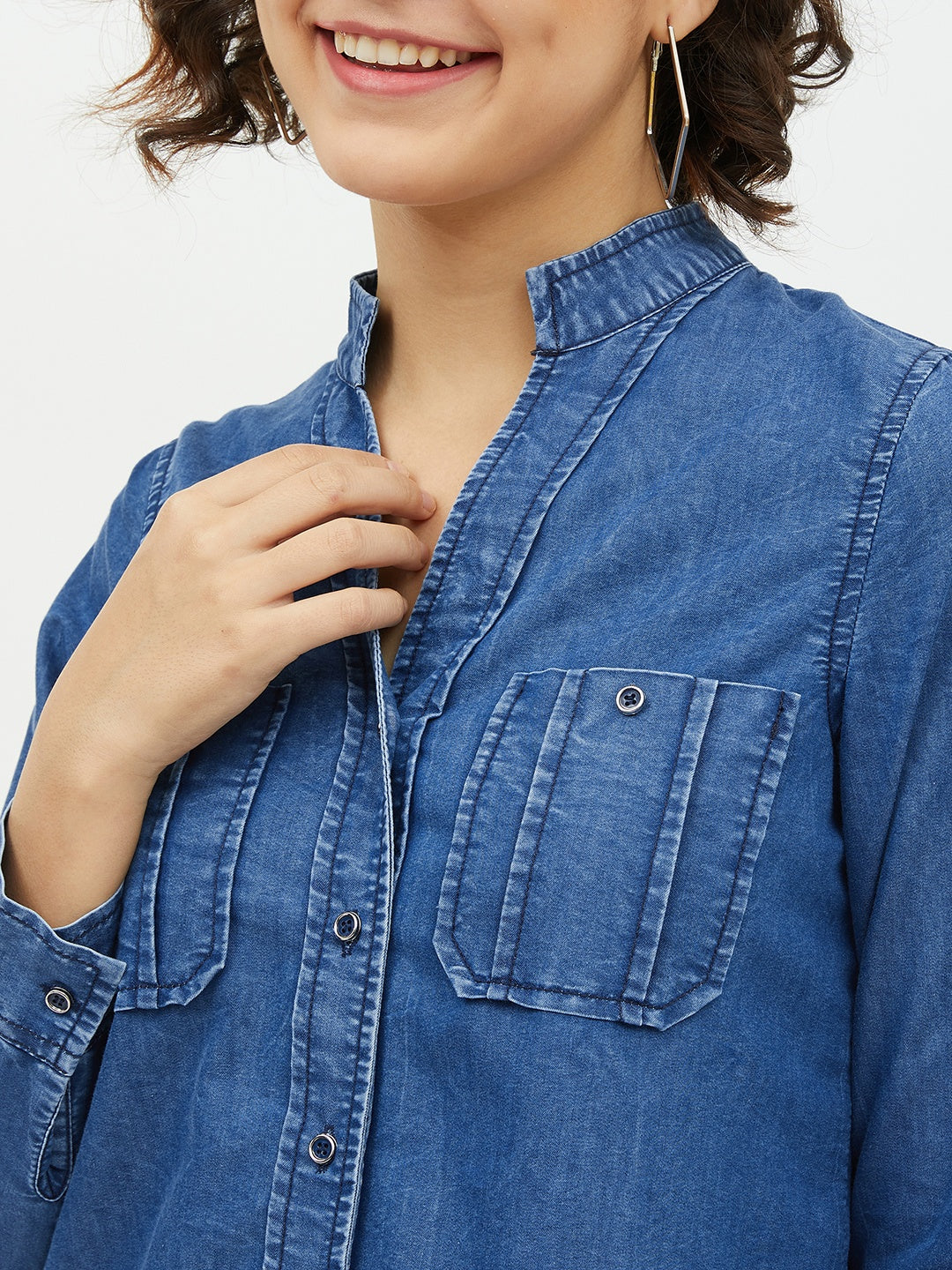Women's Denim Shirt with Pocket detail
