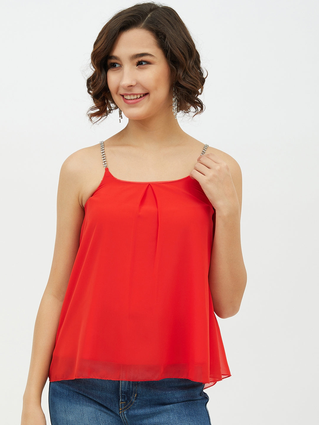 Women's Red top with embellished Strap