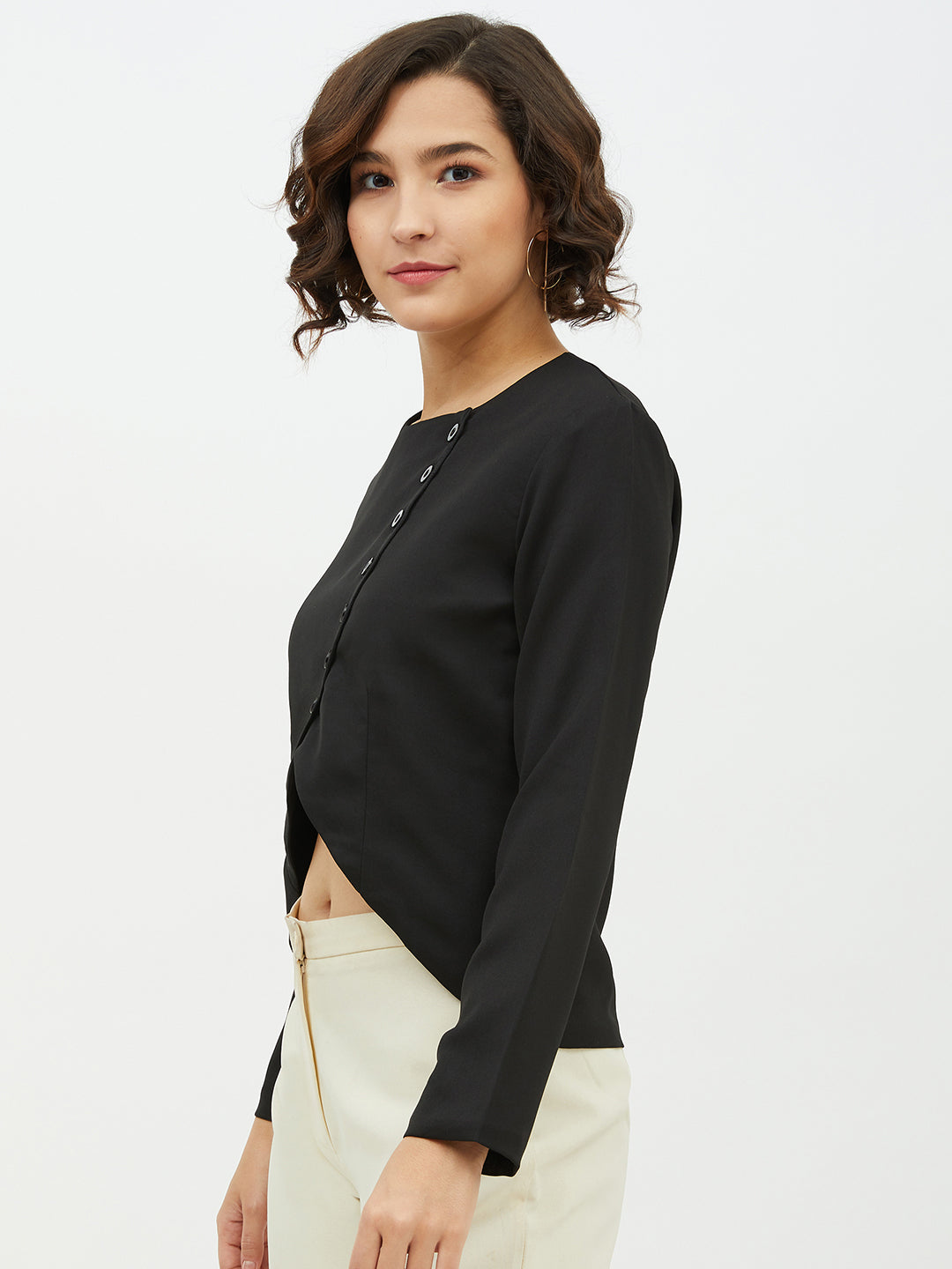 Women's Red top with diagonal button top