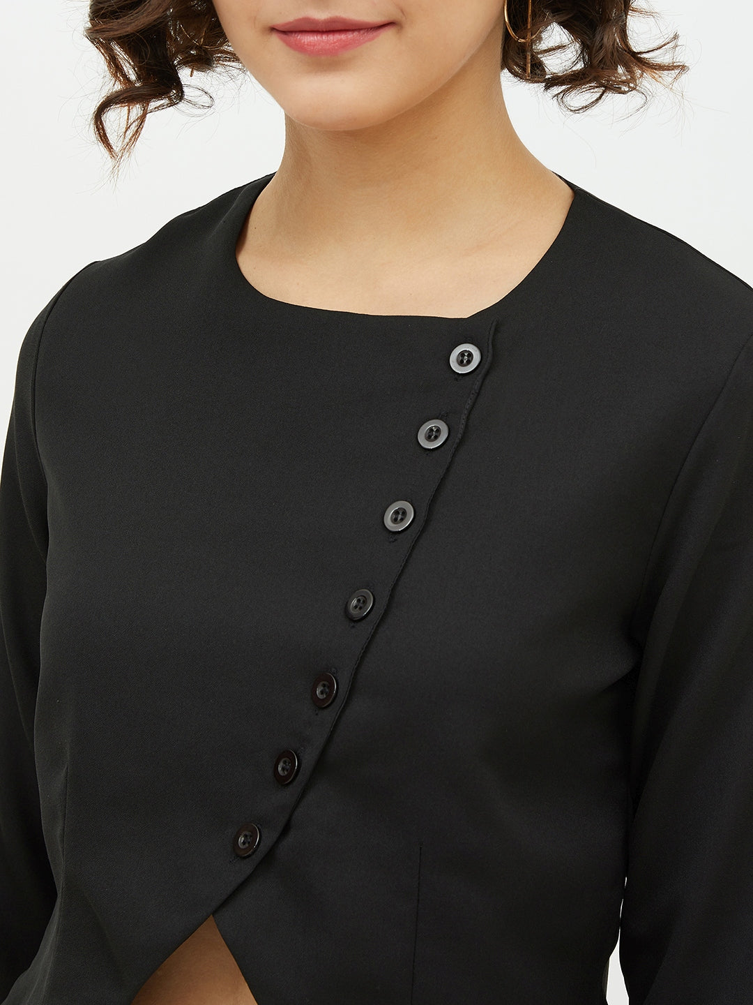 Women's Red top with diagonal button top