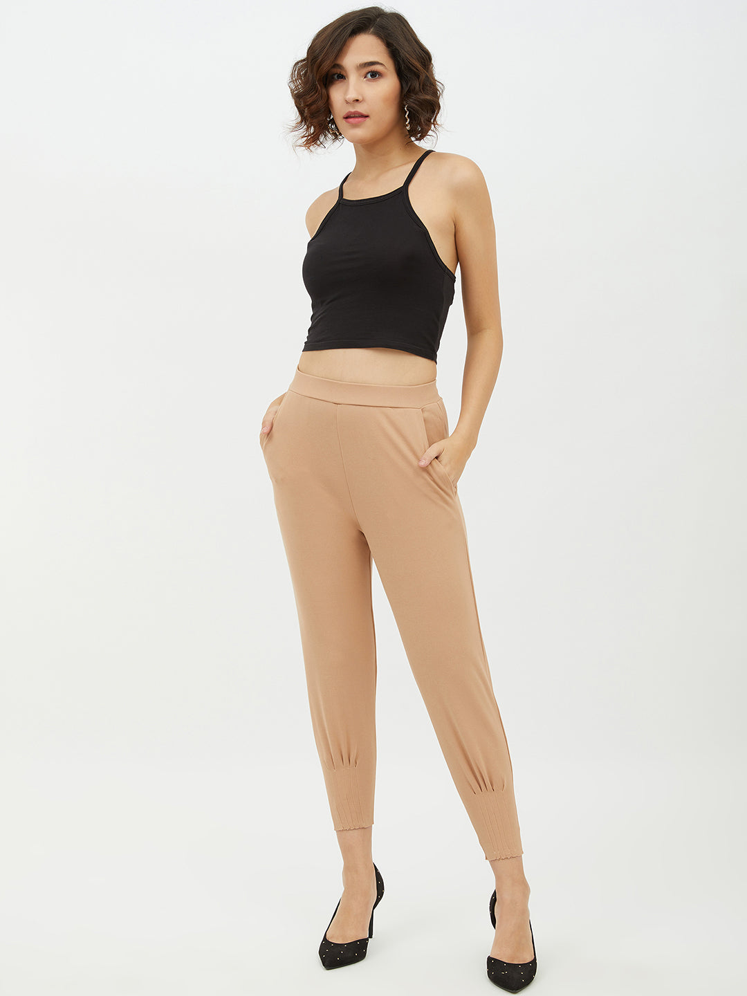 Women's Beige Jogger Style Trousers