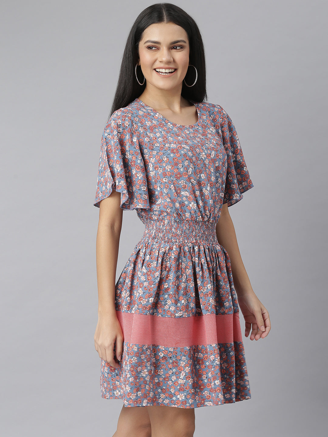 Women's Floral Printed Fit and Flare Dress