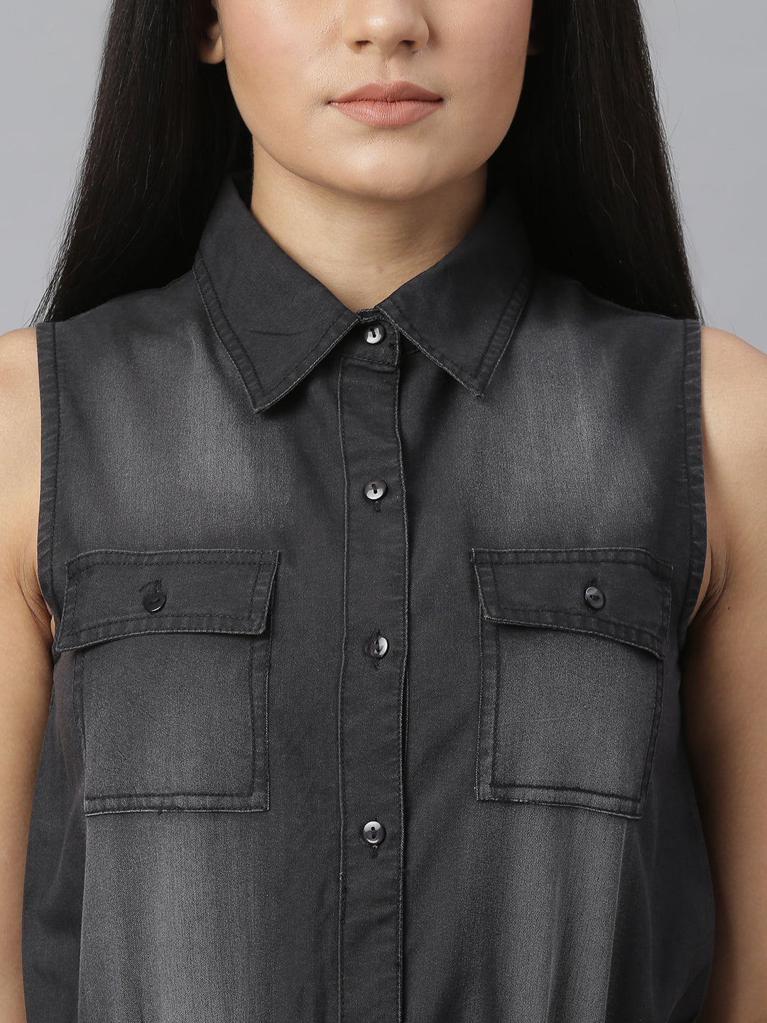 Women's Black Denim Jumpsuit