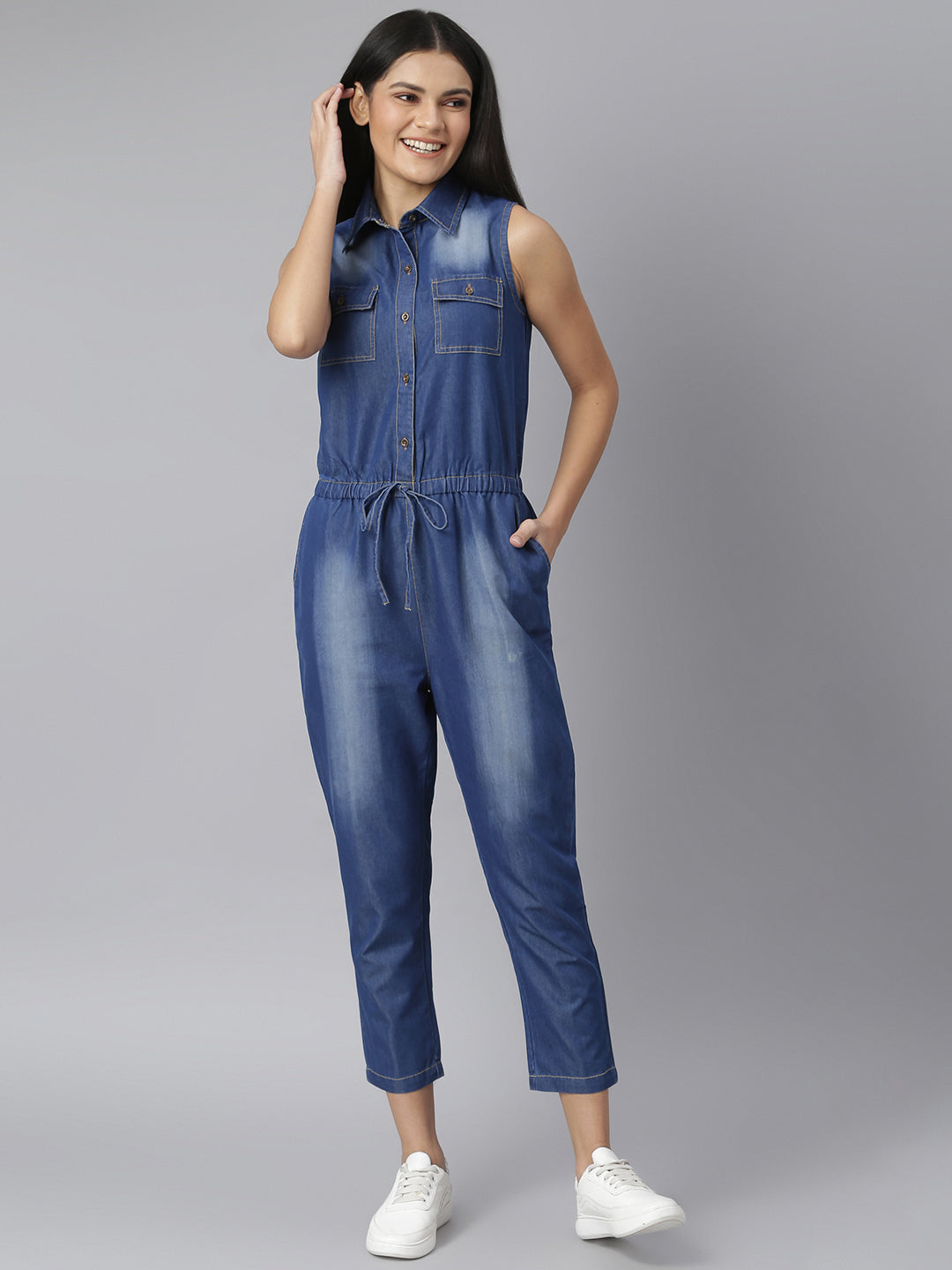 Buy QUECY Womens Denim Jumpsuit Adjustable Bib Overalls Ripped Jeans  Pants Blue M at Amazonin
