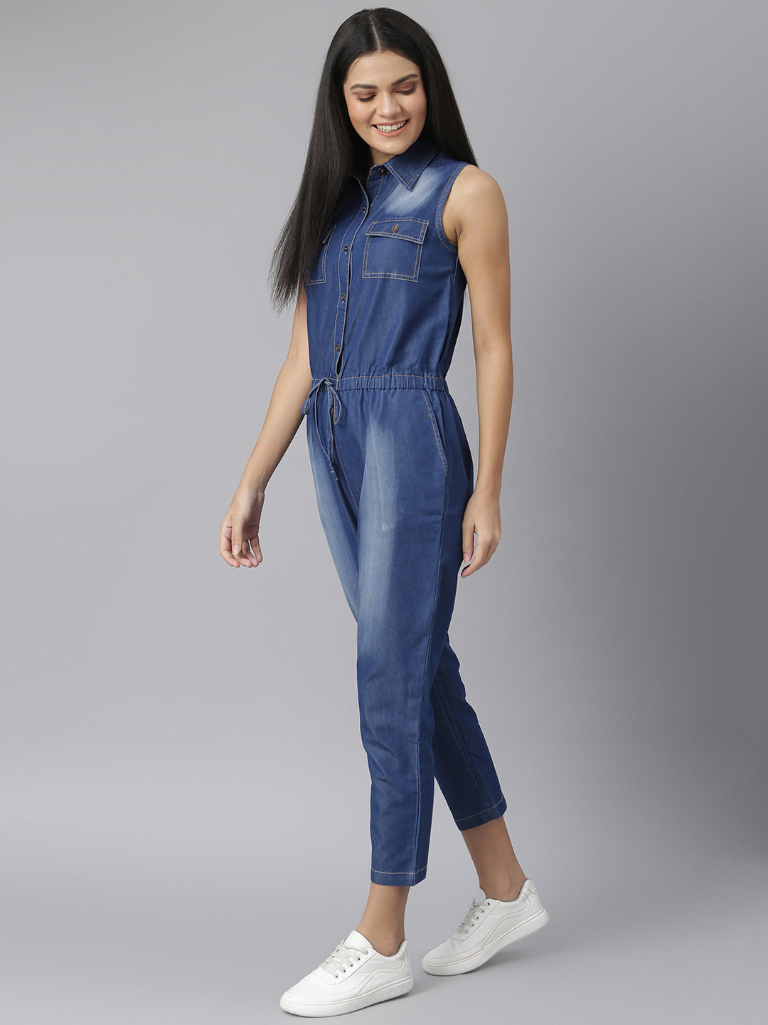 Women's Blue Denim Jumpsuit